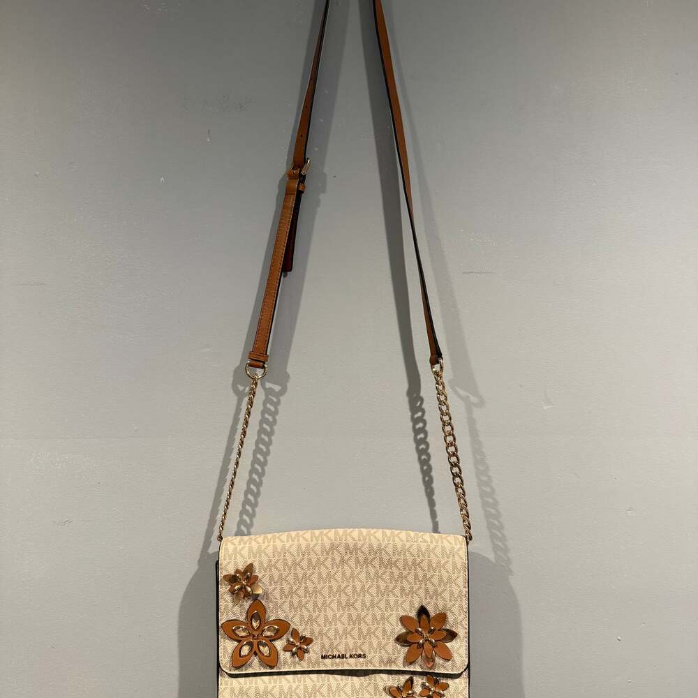 Michael Kors Signature Logo Crossbody Bag with Floral Appliqué